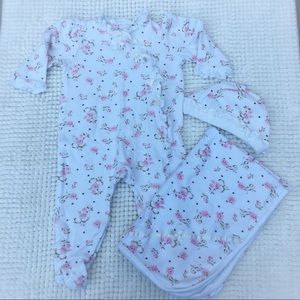 VGUC 3-Piece Pink Floral Layette Set by Little Me